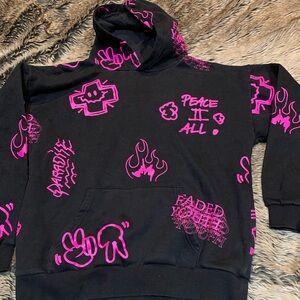 Pacsun Faded Youth Peace II All hoodie with pink graphic print Size M